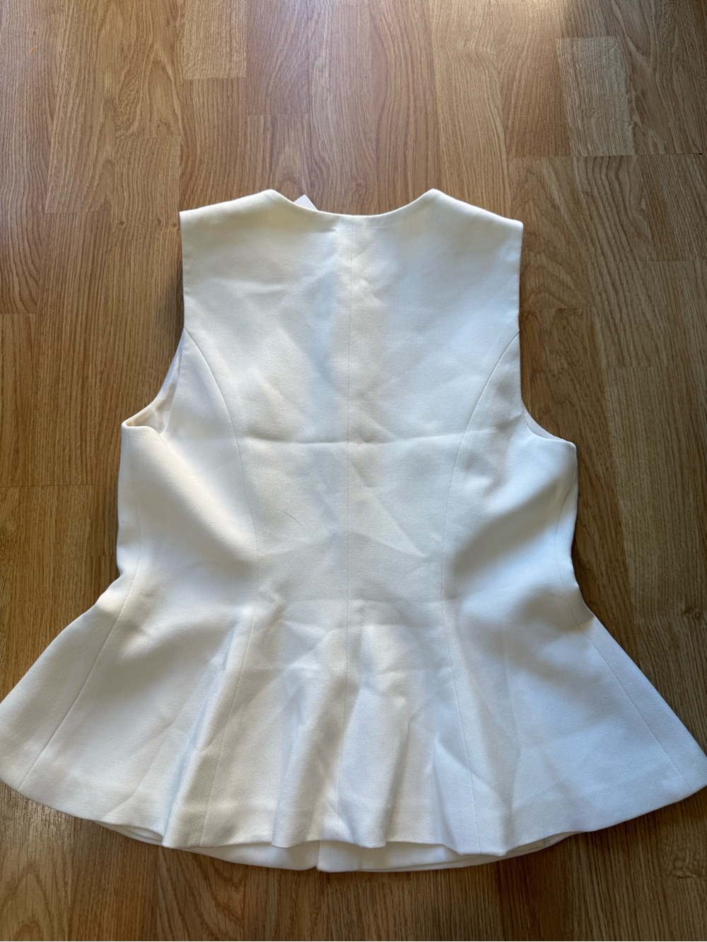 Zara Womens Peplum Waistcoat Ecru Round Neck Flared Hem Lined - Size S (NWT ) - Picture 4 of 15